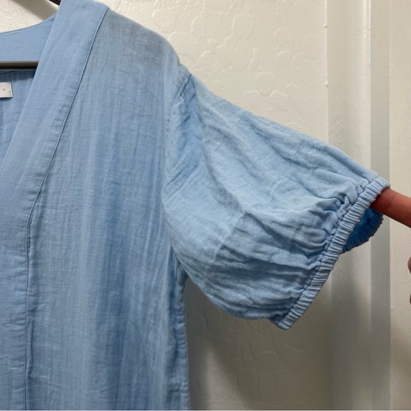 Lake Gauze Caftan Dress in Morning Blue Sz M - Picture 7 of 10
